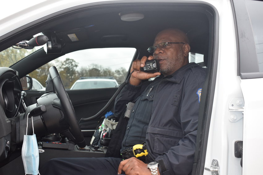 Lt. Danny Carter with the Philadelphia Police Department tries out the new MSWIN radio system recently deployed by the department.