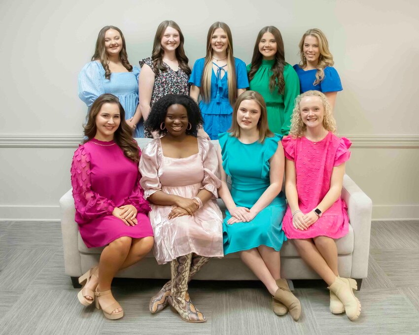 Pictured are, seated from left, Gabrielle Spire, Marlee Washington, Sarah Alice Fulton, and Leigh Allyn Stroud. (Back) Calleigh Weems, Anslie Flake, Sarah Renee Richardson, Madalyn Young, and Shelby Rudolph.