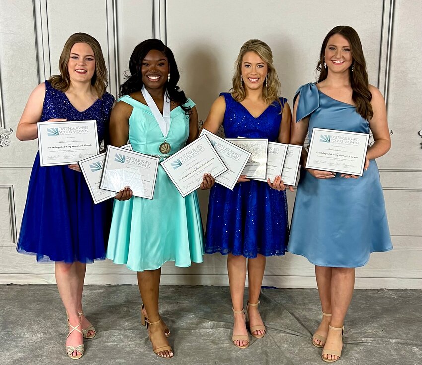The winners of the Neshoba County Distinguished Young Women competition were, pictured from left, Third Alternate Sarah Alice Fulton, 2025 DYW for Neshoba County Marlee Washington, First Alternate Shelby Rudolph, and Second Alternate Anslie Flake.
